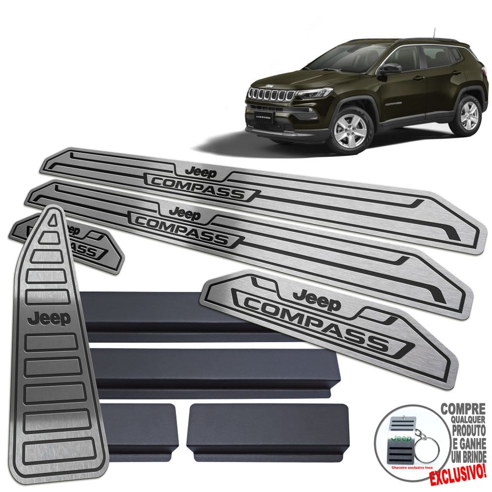 Descanso + Soleira Jeep Compass 2022 Preto Baixo Relevo