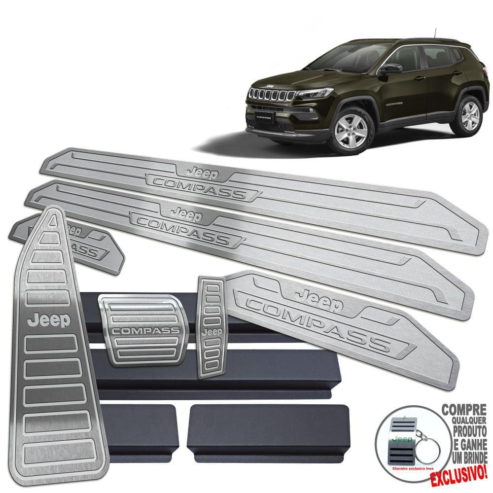 Descanso + Pedaleira + Soleira Jeep Compass 2022 Prata