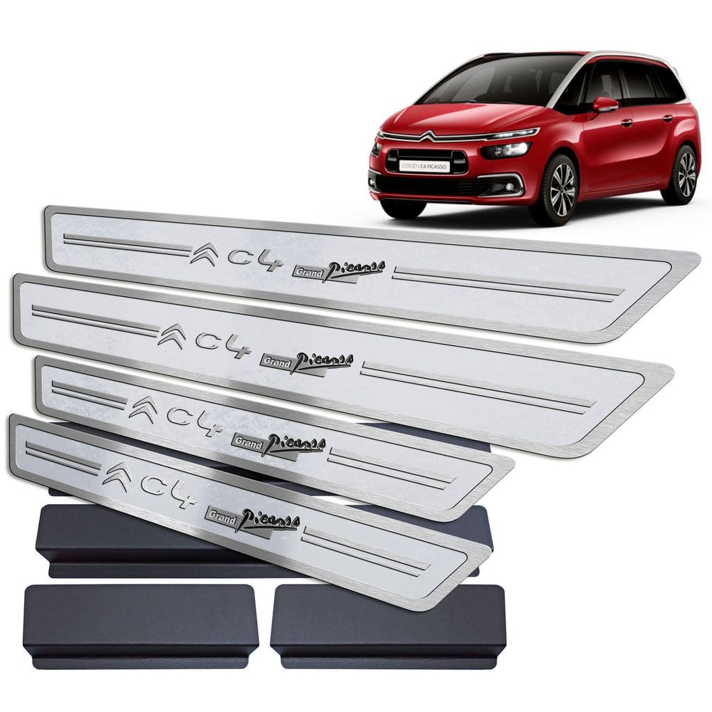 Soleira Citroen C4 Grand Picasso 2016 2019 Prata Alto Relevo