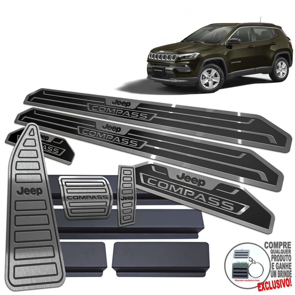Descanso + Pedaleira + Soleira Jeep Compass 2022 Preto