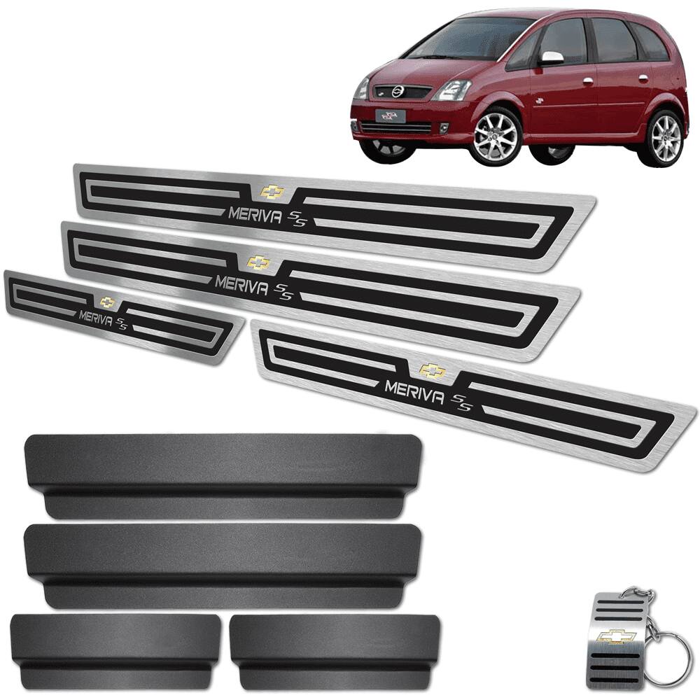 Soleira Chevrolet Meriva SS 2005 A 2010 Preto Alto Relevo