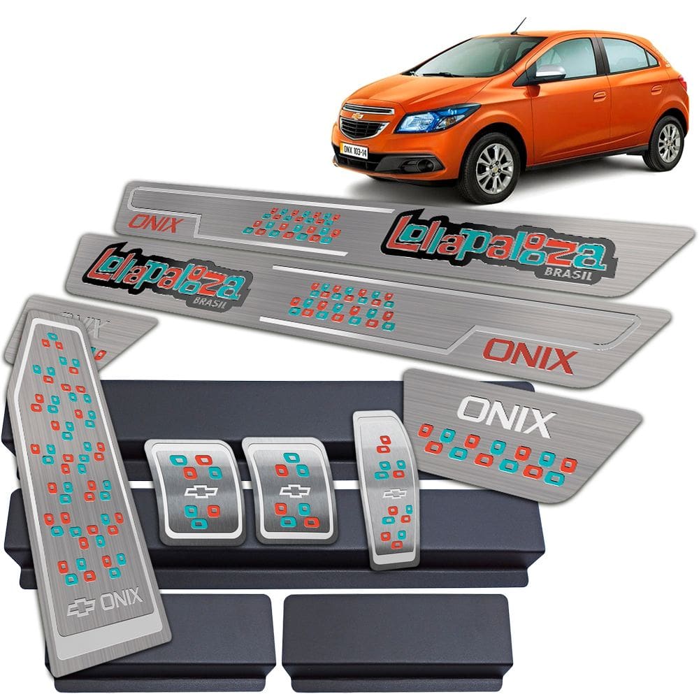 Descanso + Pedaleira Manual +Soleira Onix Lollapalooza Prata