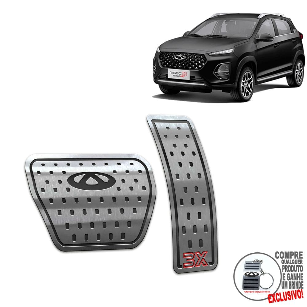 Pedaleira Automático Aço Inox Chery Tiggo 3X Preto