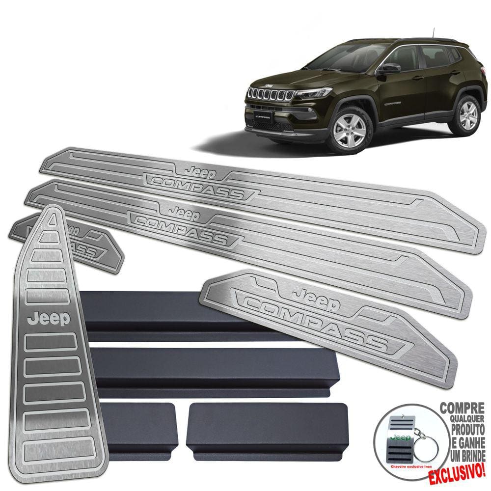Descanso + Soleira Jeep Compass 2022 Prata Baixo Relevo