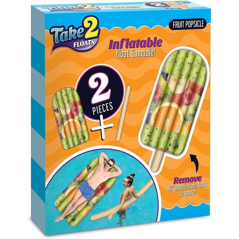 Picolé de frutas inflável piscina flutuador tubo e macarrão 2-em-1