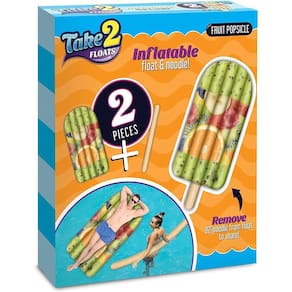 Picolé de frutas inflável piscina flutuador tubo e macarrão 2-em-1