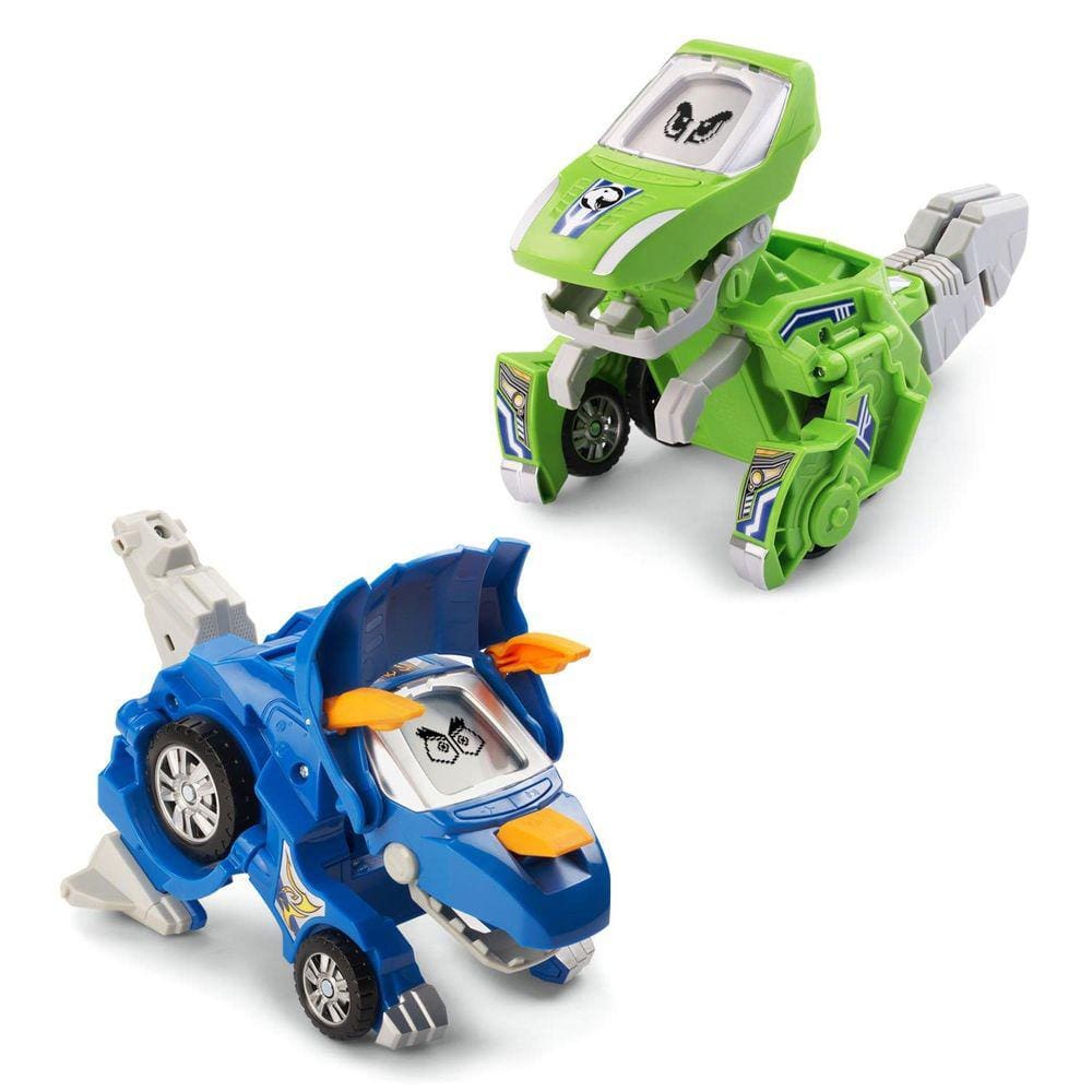 Switch & Go Dinos 2-Pack Dinossauro Azul Triceratops Verde