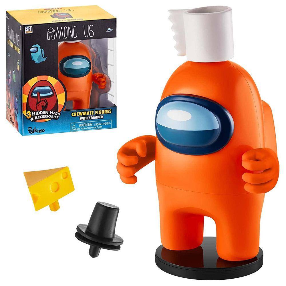 Entre nós Laranja Crewmate Ink Stamper Papel higiênico Chapéu Queijo