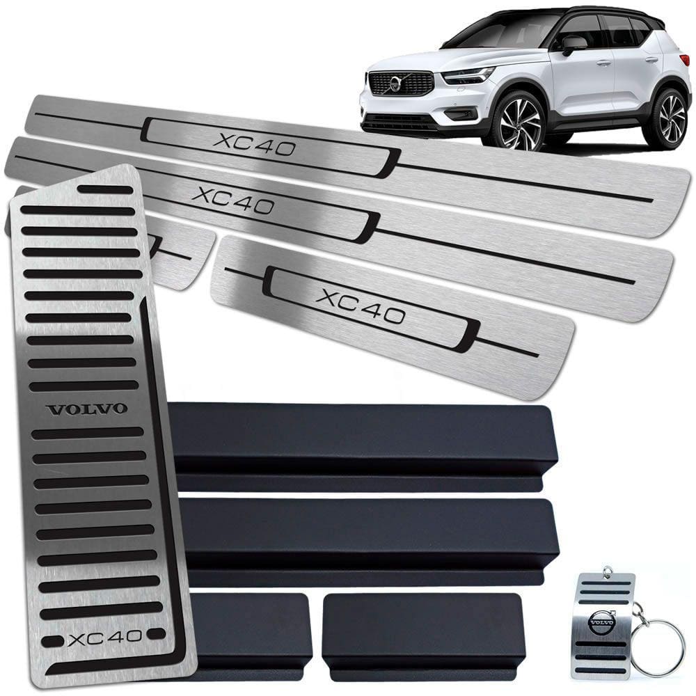 Descanso de Pé + Soleiras Inox Preto Volvo XC40 2018 A 2020