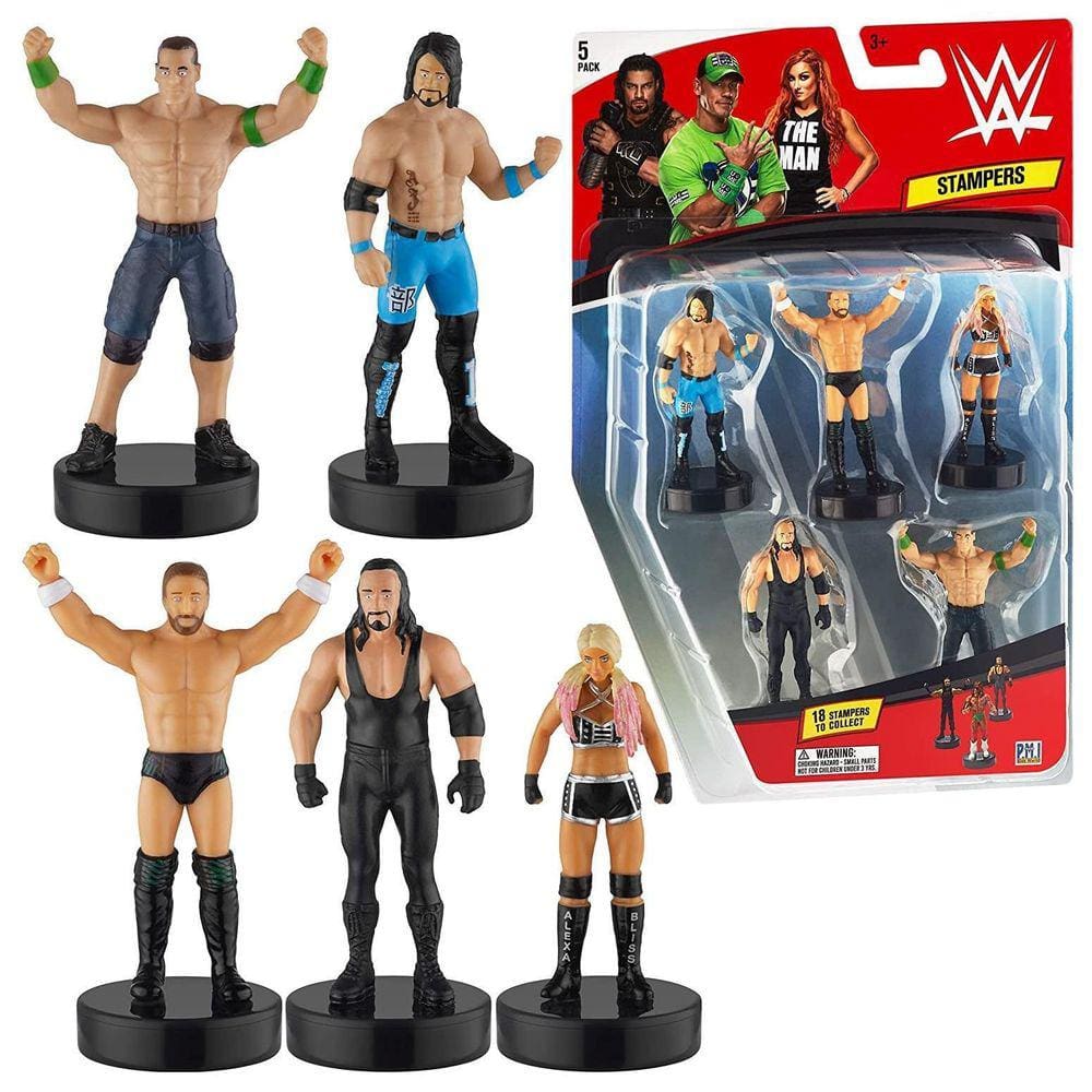 WWE Wrestler Stampers 5pk John Cena Undertaker Bryan Bliss