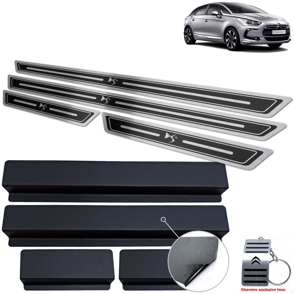 Soleira Aço Inox Preto Alto Relevo Citreon DS5 2012 A 2018
