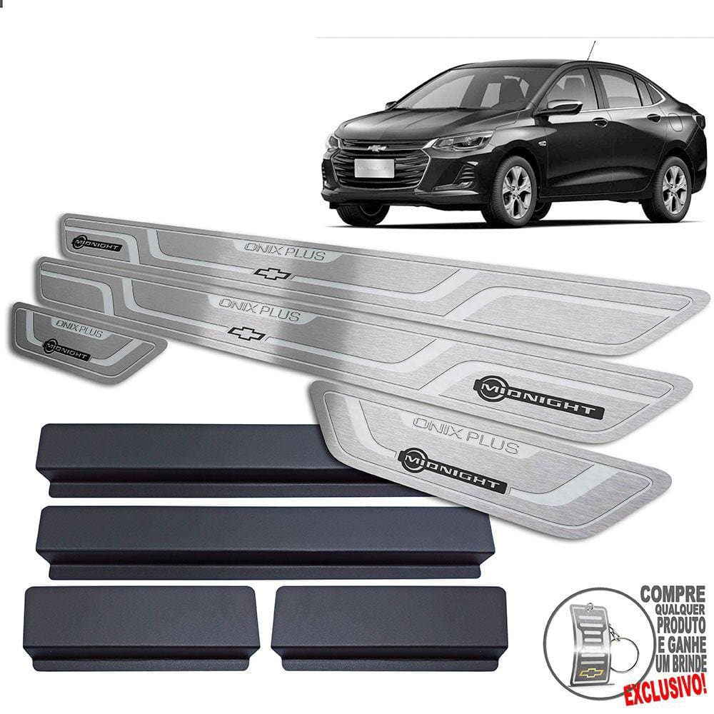 Soleira Onix Plus Midnight 2020 2022 Prata Baixo Relevo