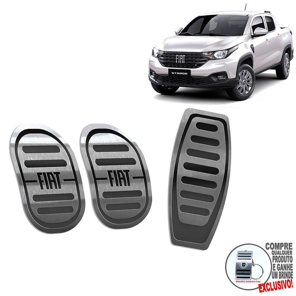 Pedaleira Manual Em Aço Inox Fiat Strada 2021/ Preto