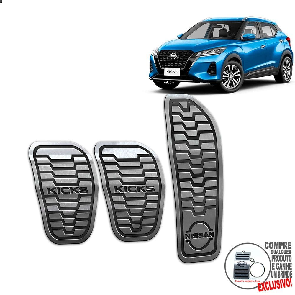Pedaleira Manual Aço Inox Nissan Kicks 2022 / Preto