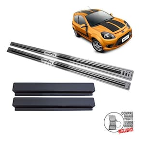 Soleira Aço Inox Ford Ka Sport 2012 2013 Preto Baixo Relevo