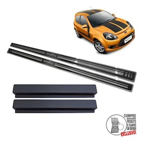 Soleira Aço Inox Ford Ka Sport 2012 2013 Preto Alto Relevo