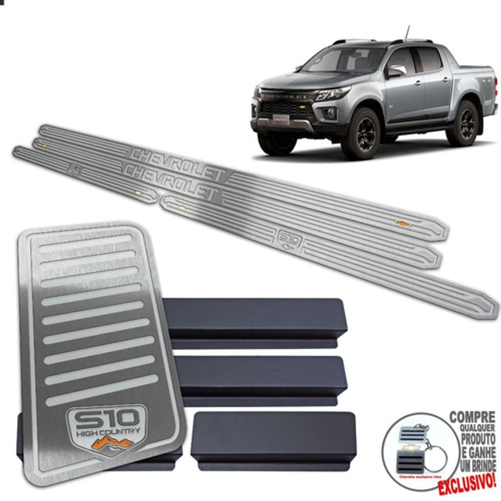 Descanso + Soleira S10 High Country 2022 Prata Baixo Relevo