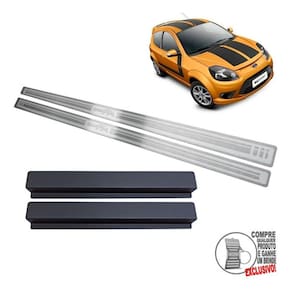 Soleira Aço Inox Ford Ka Sport 2012 2013 Prata Alto Relevo