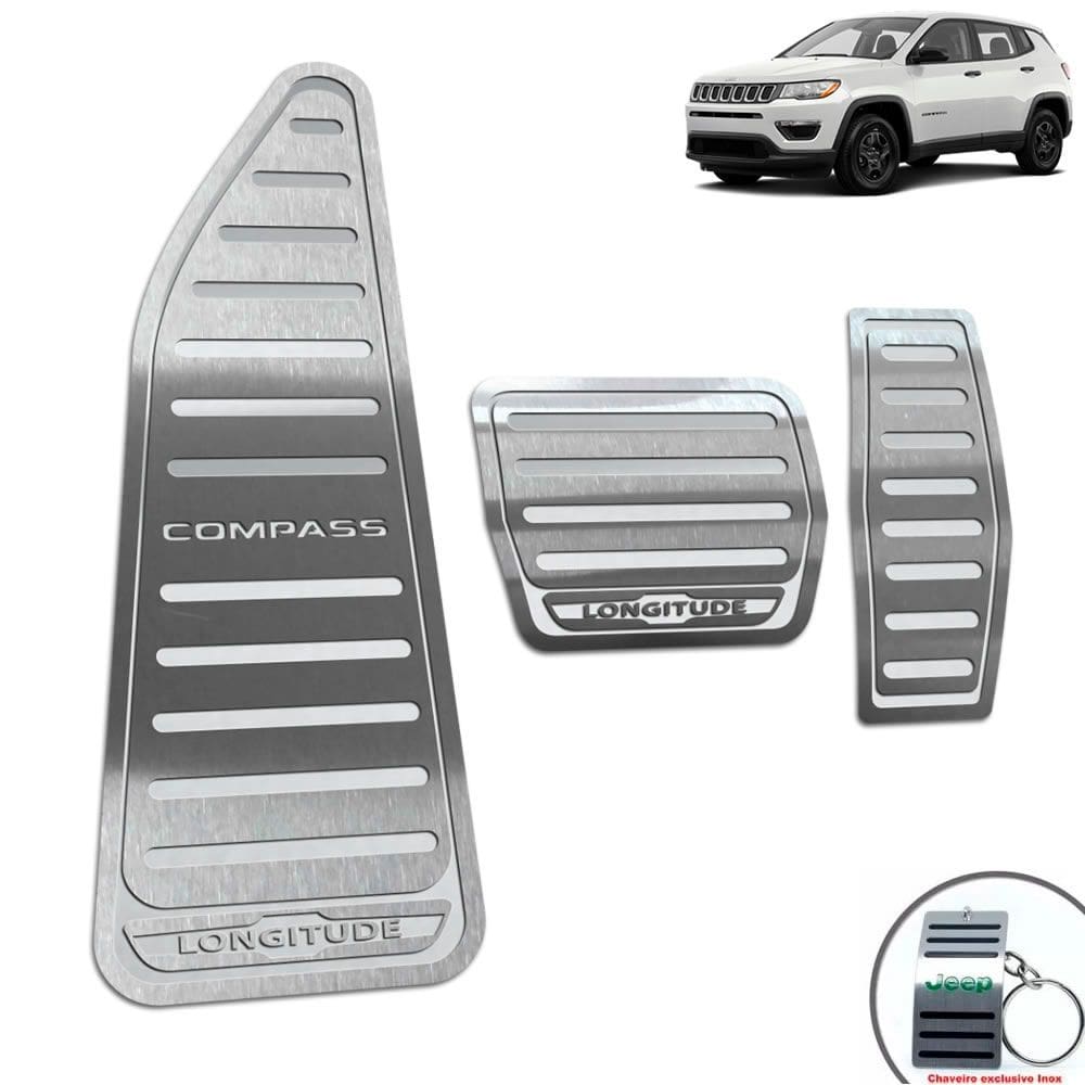 Descanso + Pedaleira Aço Inox Jeep Compass Longitude Prata