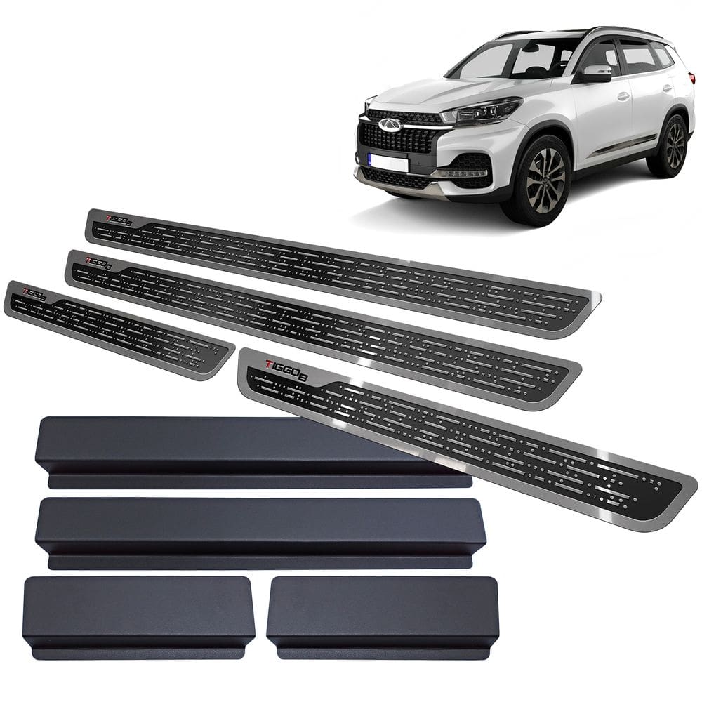 Soleira de Porta Chery Tiggo 8 2021 2022 Preto Alto Relevo