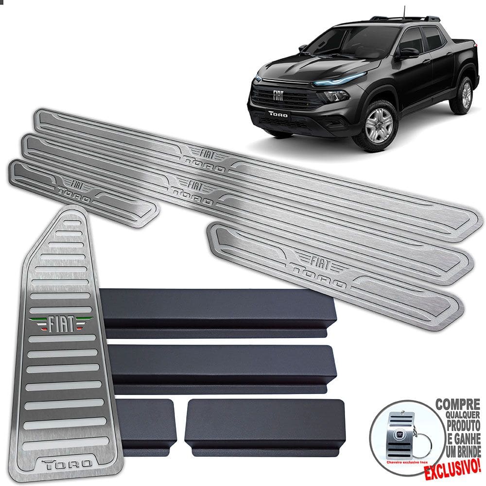 Descanso De Pé + Soleira Fiat Toro 2022 / Prata Baixo Relevo
