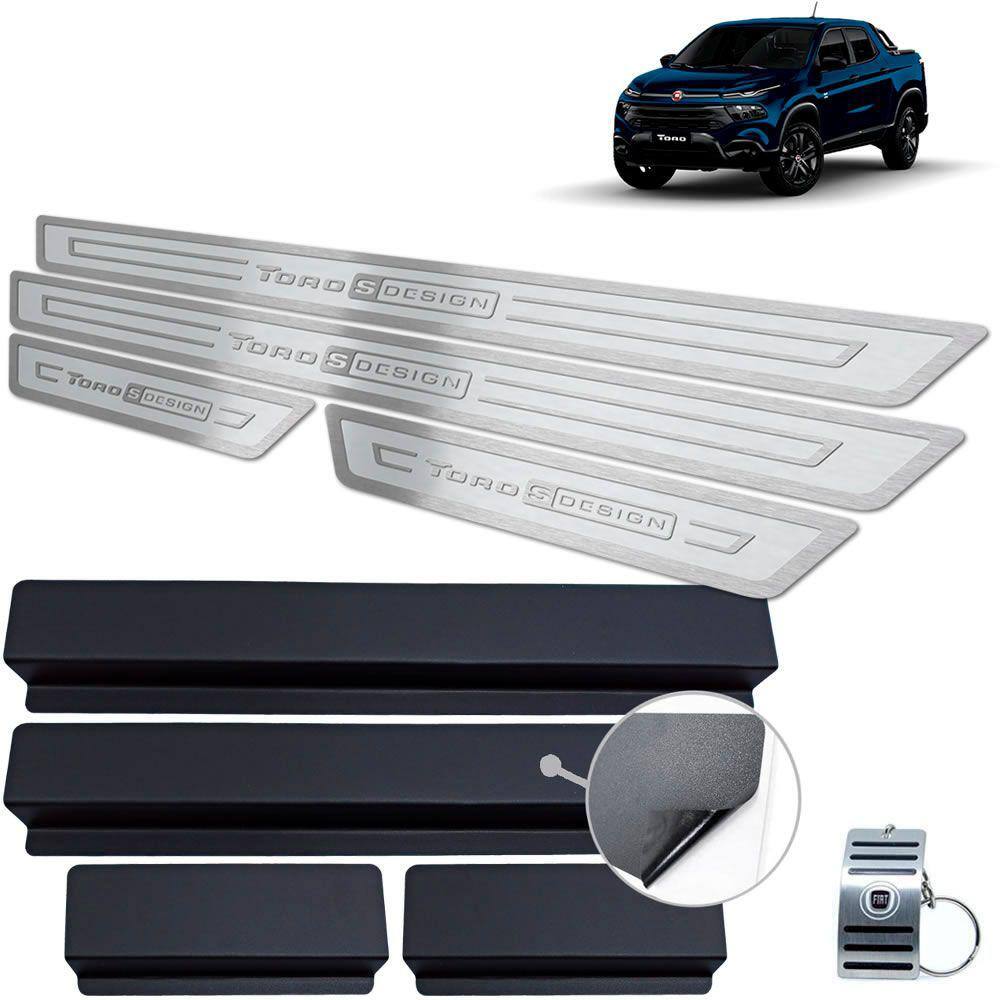 Soleira Fiat Toro S-Design Aço Inox Prata Alto Relevo