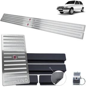 Descanso Soleira Fiat Uno 2004 A 2011 Prata Alto Relevo