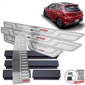 Descanso + Soleira Chevrolet Onix RS Prata Alto Relevo