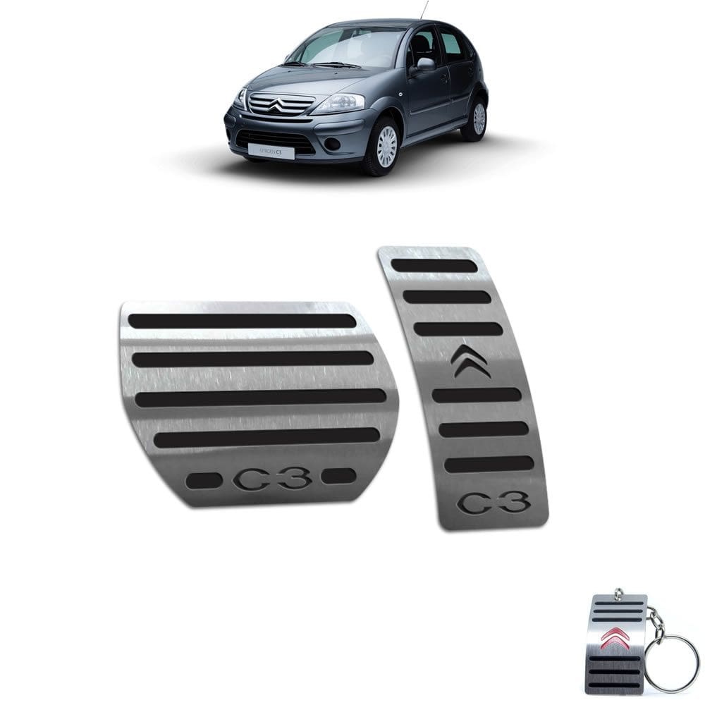 Pedaleira Automático Citroen C3 2003 A 2012 Aço Inox Preto