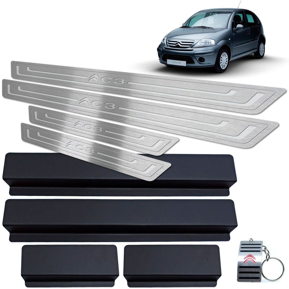 Soleira de Porta Citroen C3 2003 A 2012 Prata Baixo Relevo