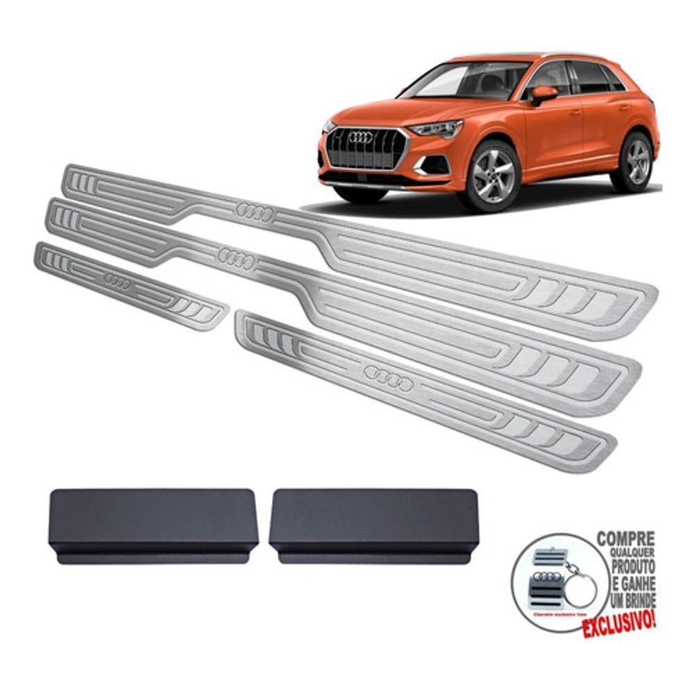 Soleira Aço Inox Audi Q3 2020 2021 Prata Baixo Relevo