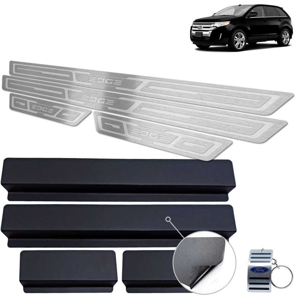 Soleira Em Aço Inox Ford Edge 2011 A 2015 Prata Baixo Relevo