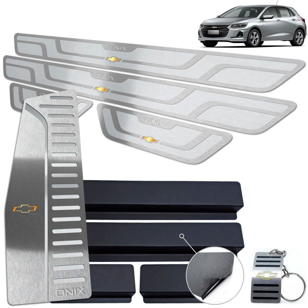 Descanso + Soleira Chevrolet Onix 2020 Prata Alto Relevo