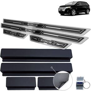 Soleira Em Aço Inox Ford Edge 2011 A 2015 Preto Alto Relevo
