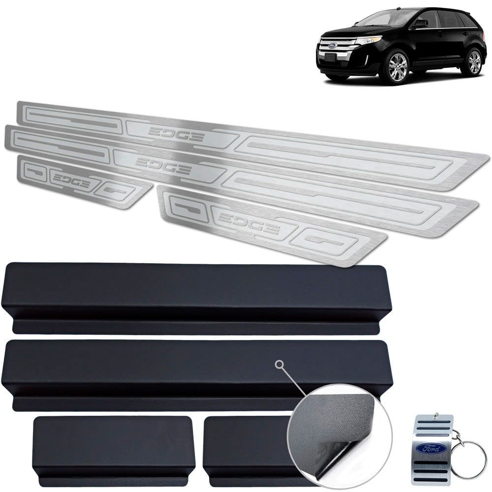 Soleira Em Aço Inox Ford Edge 2011 A 2015 Prata Alto Relevo