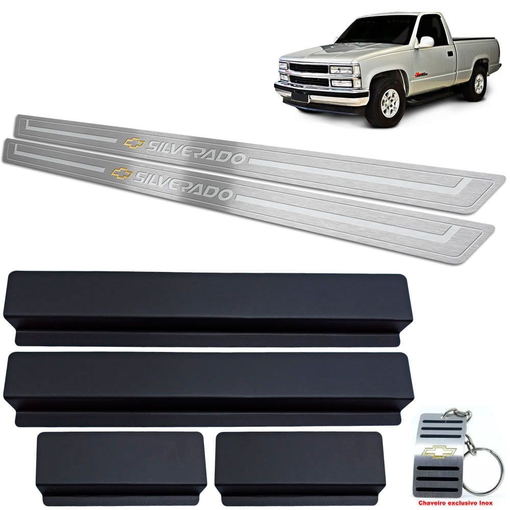 Soleiras Em Aço Inox Silverado Prata Baixo Relevo