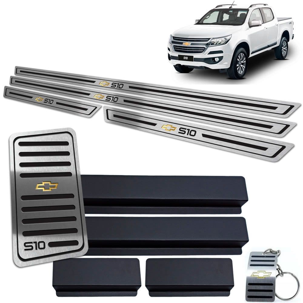 Descanso De Pé + Soleira S10 2017 A 2020 Preto Baixo Relevo