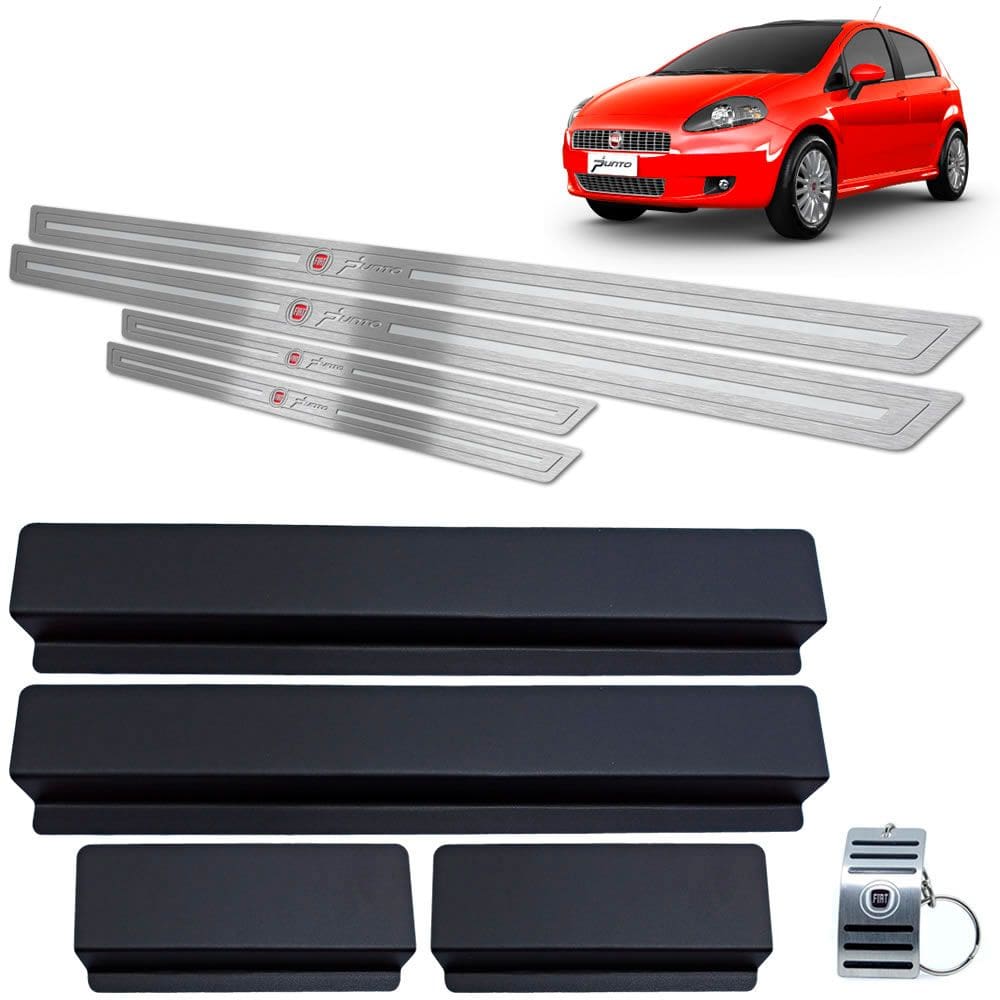 Soleira Aço Inox Fiat Punto 2007 A 2012 Prata Baixo Relevo