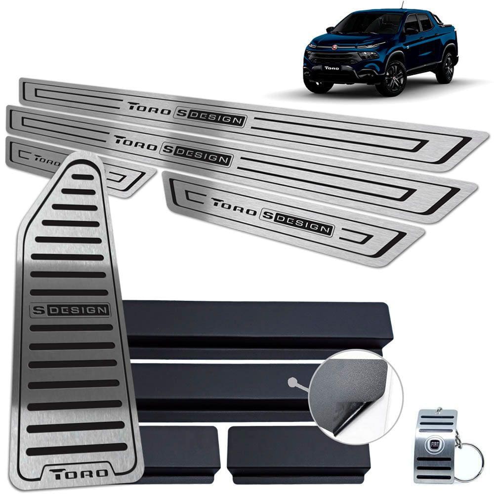 Descanso + Soleira Fiat Toro S-Design Preto Baixo Relevo