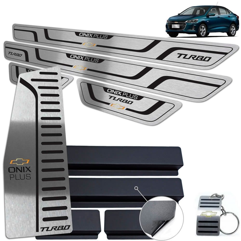 Descanso Soleira Onix Plus Turbo 2020 Preto Baixo Relevo