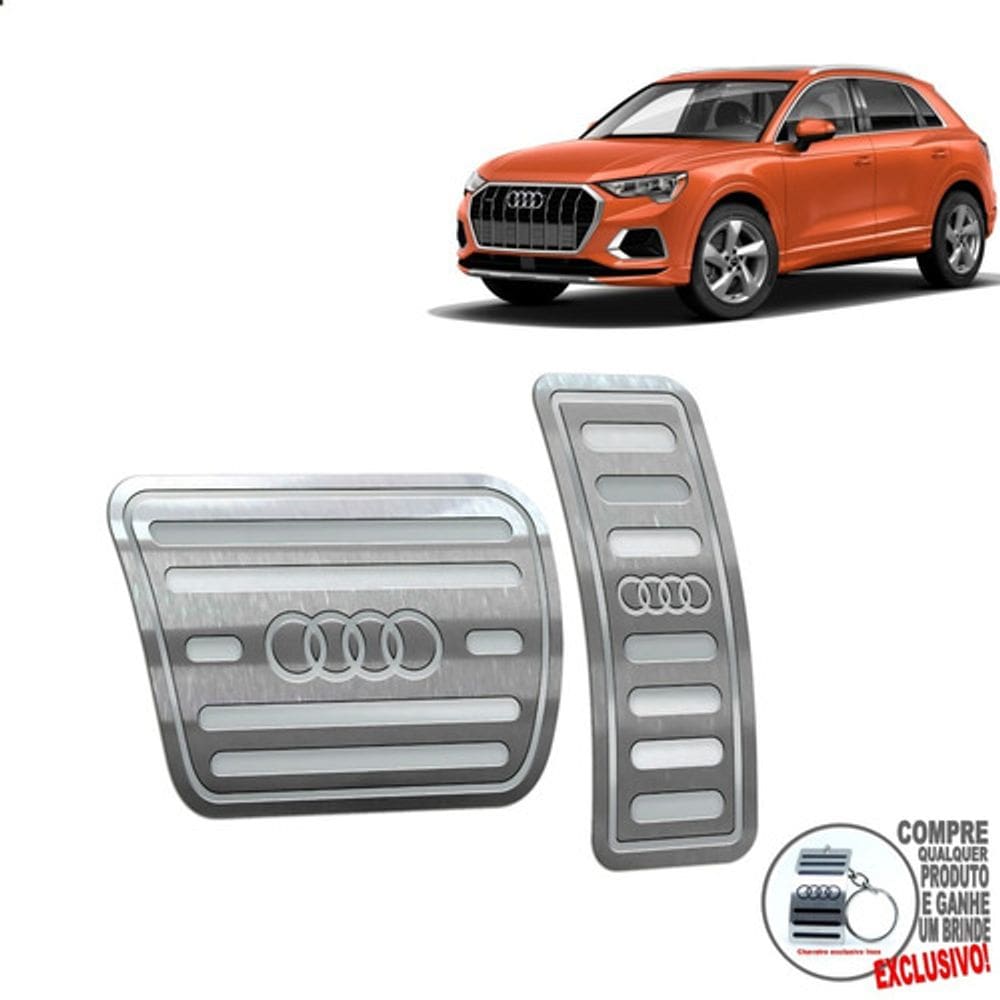 Pedaleira Automático Aço Inox Audi Q3 2020 2021 Prata
