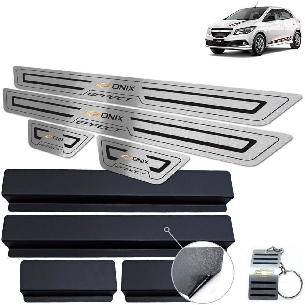 Soleira Chevrolet Onix Effect 2013 a 2019 Preto Baixo Relevo