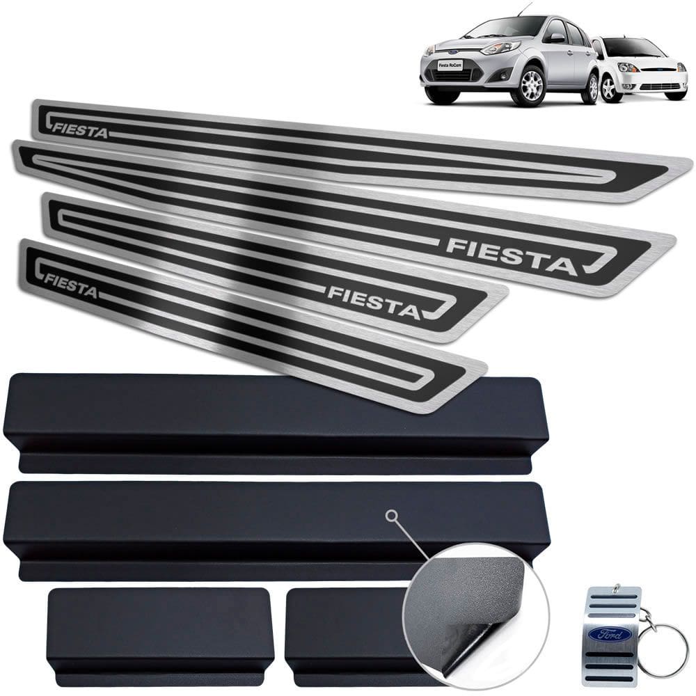 Soleira + Vinil Ford Fiesta 2007 A 2014 Preto Alto Relevo