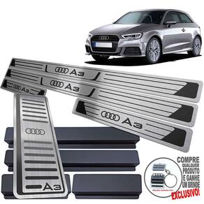 Descanso + Soleira Audi A3 2017 A 2021 Preto Baixo Relevo