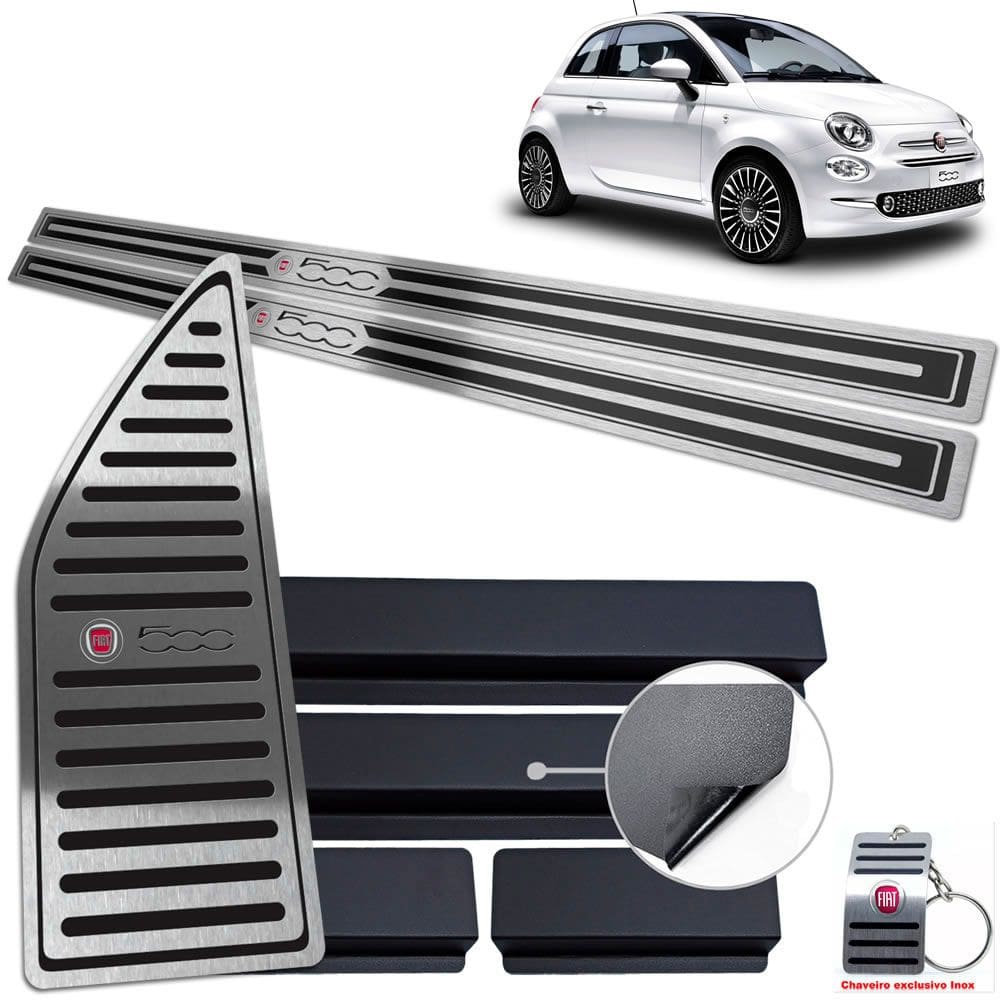 Descanso De Pé E Soleira Preto Alto Relevo Fiat 500