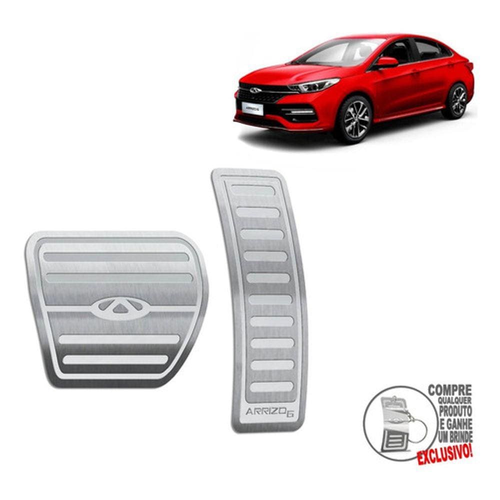 Pedaleira Automático Aço Inox Chery Arrizo 6 Prata