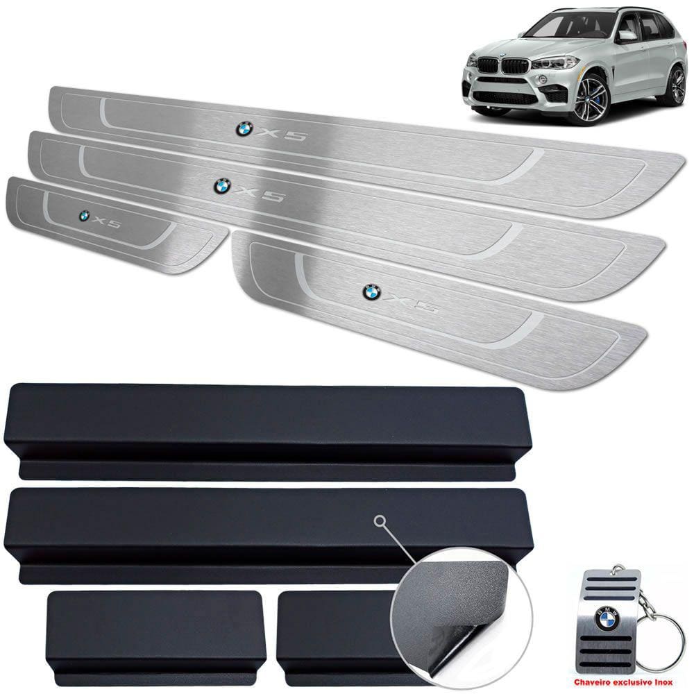 Soleira Em Inox Bmw X5 2015 A 2021 Prata Baixo Relevo