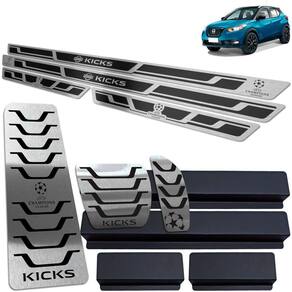 Descanso + Pedaleira + Soleiras Nissan Kicks Uefa Ed Preto