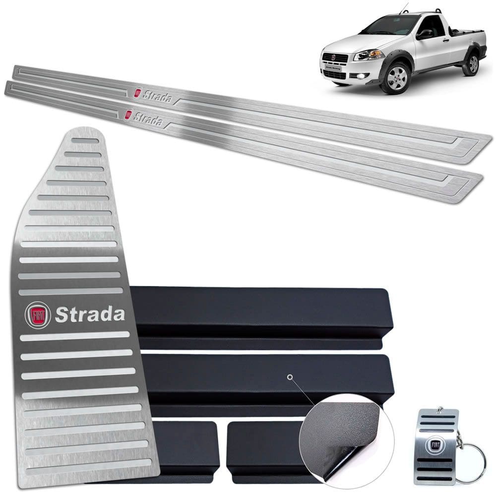 Soleira Descanso Fiat Strada 2009 A 2020 Prata Baixo Relevo