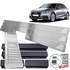 Descanso + Soleira Audi A3 2017 A 2021 Prata Baixo Relevo